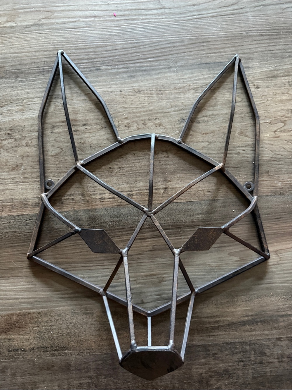 Geometric Fox Metal Wall Decor in Rustic Brown